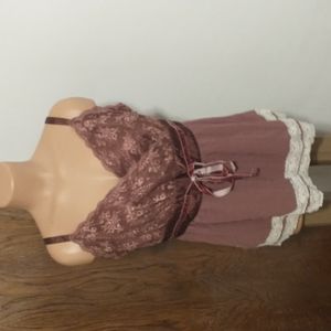 Vintage Beautiful Lane Bryant Brown and Cream Babydoll Blouse, Size 10 or 12